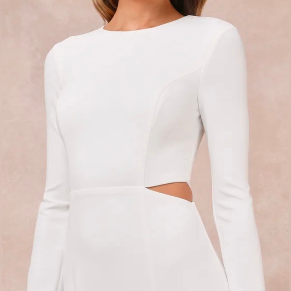 Lulus Going for the Wow White Long Sleeve Cutout Maxi Wedding Dress, Size Small - Picture 3 of 11